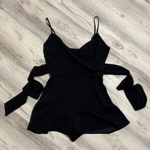 DYNAMITE Black Chiffon Romper